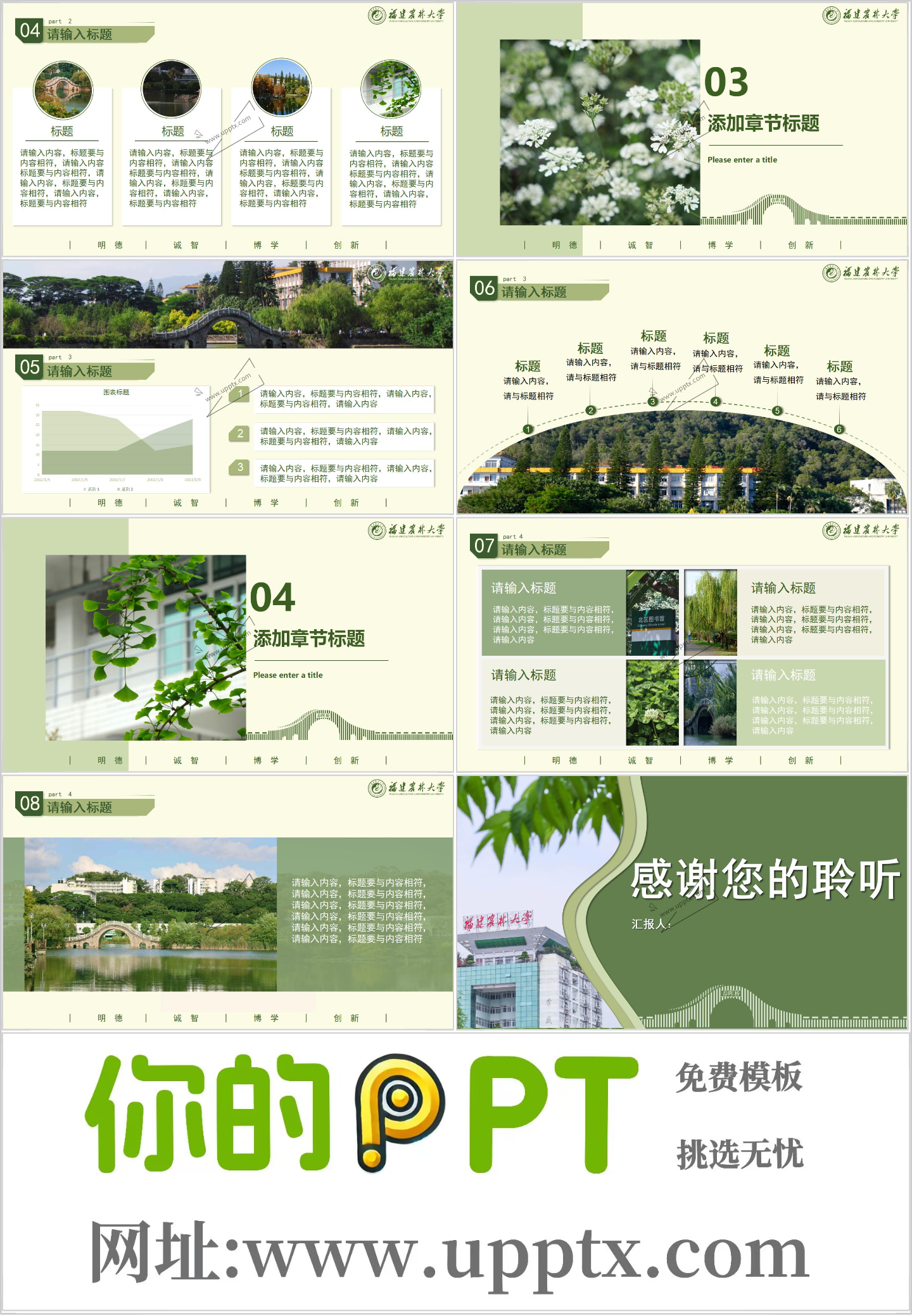 福建农林大学PPT模板-绿插图1