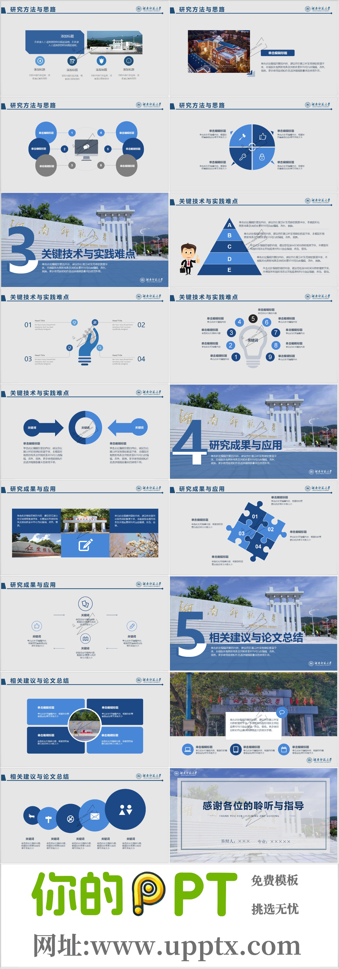 湖南师范大学PPT模板-校门ppt(1) (1)插图1