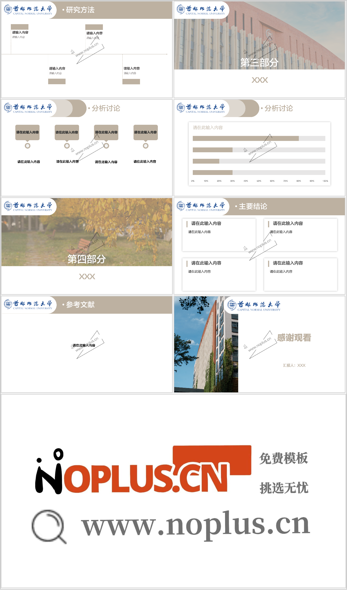 首都师范大学PPT模板-首都师范大学ppt模板-暖棕印象插图1