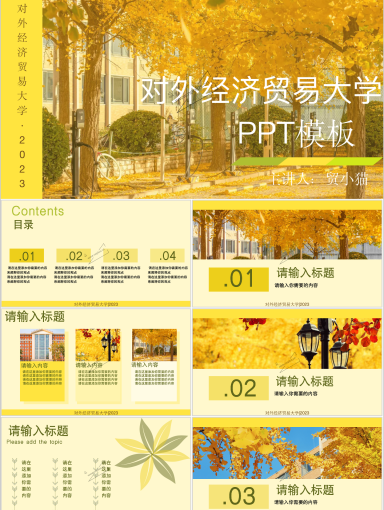 对外经济贸易大学PPT模板-暖阳金