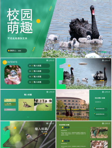 上海师范大学PPT模板-校园萌趣模板